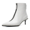 Ankle Boots with Rhinestone Women Fashion Genuine Leather Custom Safety Dress Zipper up Formal Low Heel Boots for Ladies